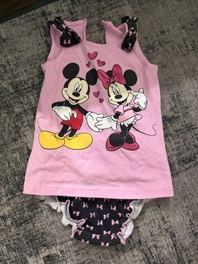 Disney Pink Minnie & Mickey Matching Set with Yellow and Black Accents
